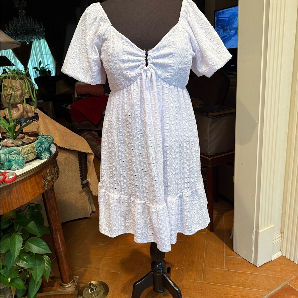 Derek Heart White Textured Mini Dress